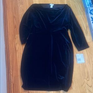 Liz Claiborne Black Velvet Long Sleeve Dress